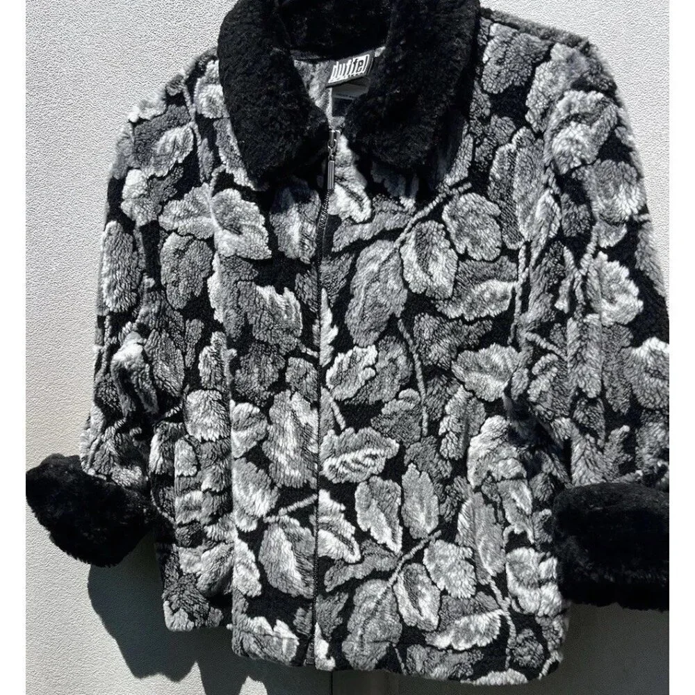 Vintage Duffel Outdoor Faux Fur Jacket Coat Black mid length Sz Small Black USA